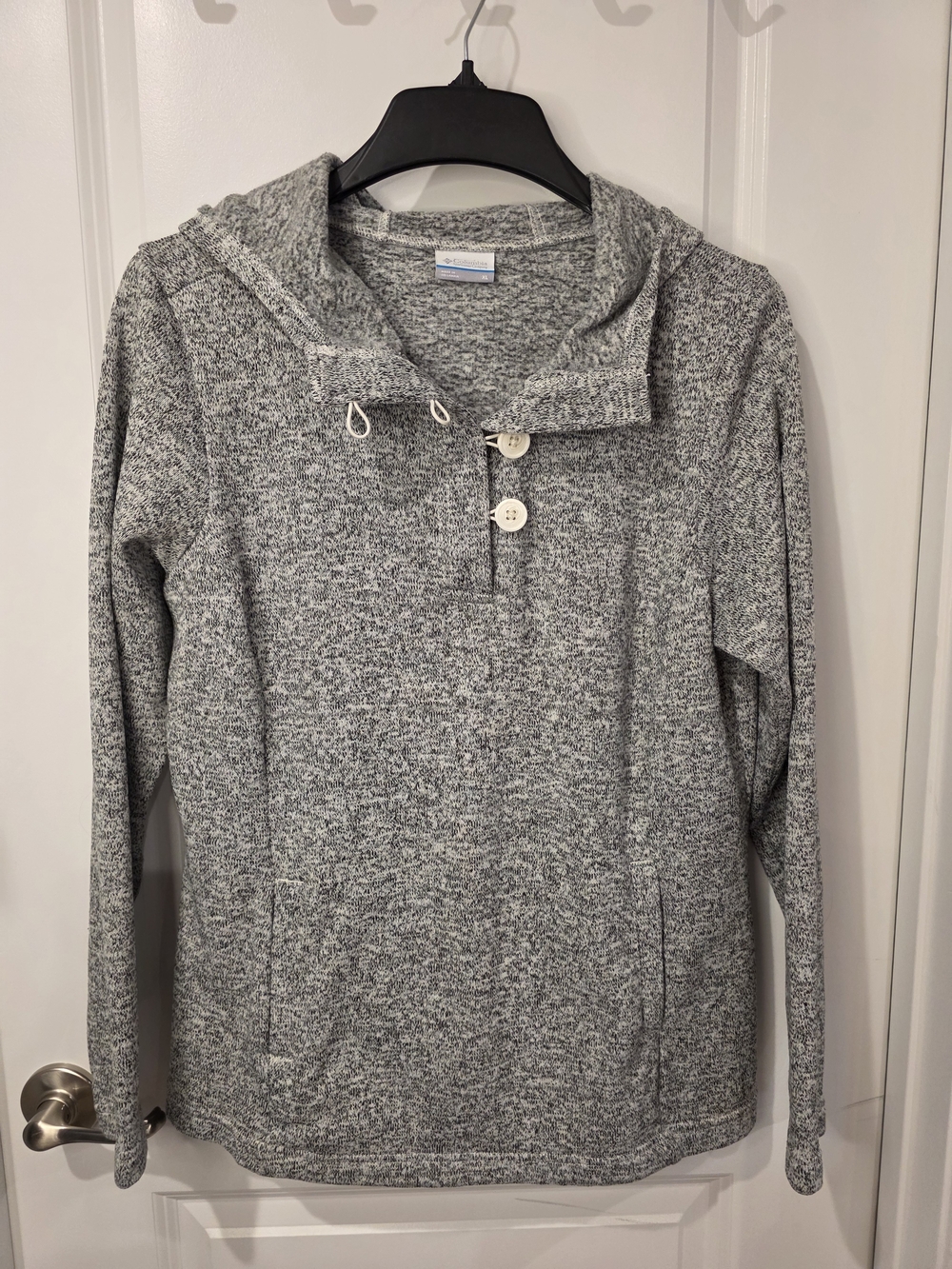 Columbia Heather Gray Hooded Button Pullover